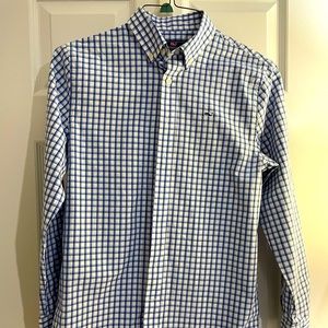 Vineyard Vines Boys Button Down Oxford Size Large (16). Blue and White Check